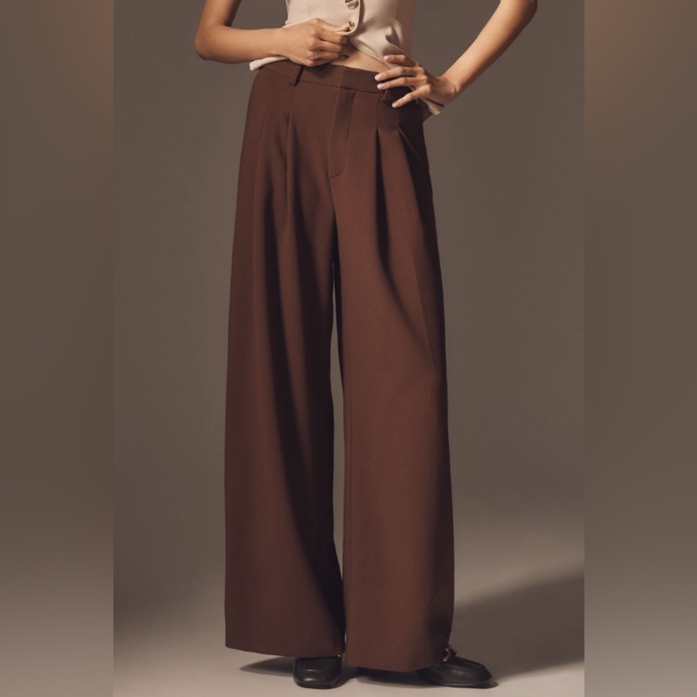 Maeve Avery Brown Wide leg pleated trousers